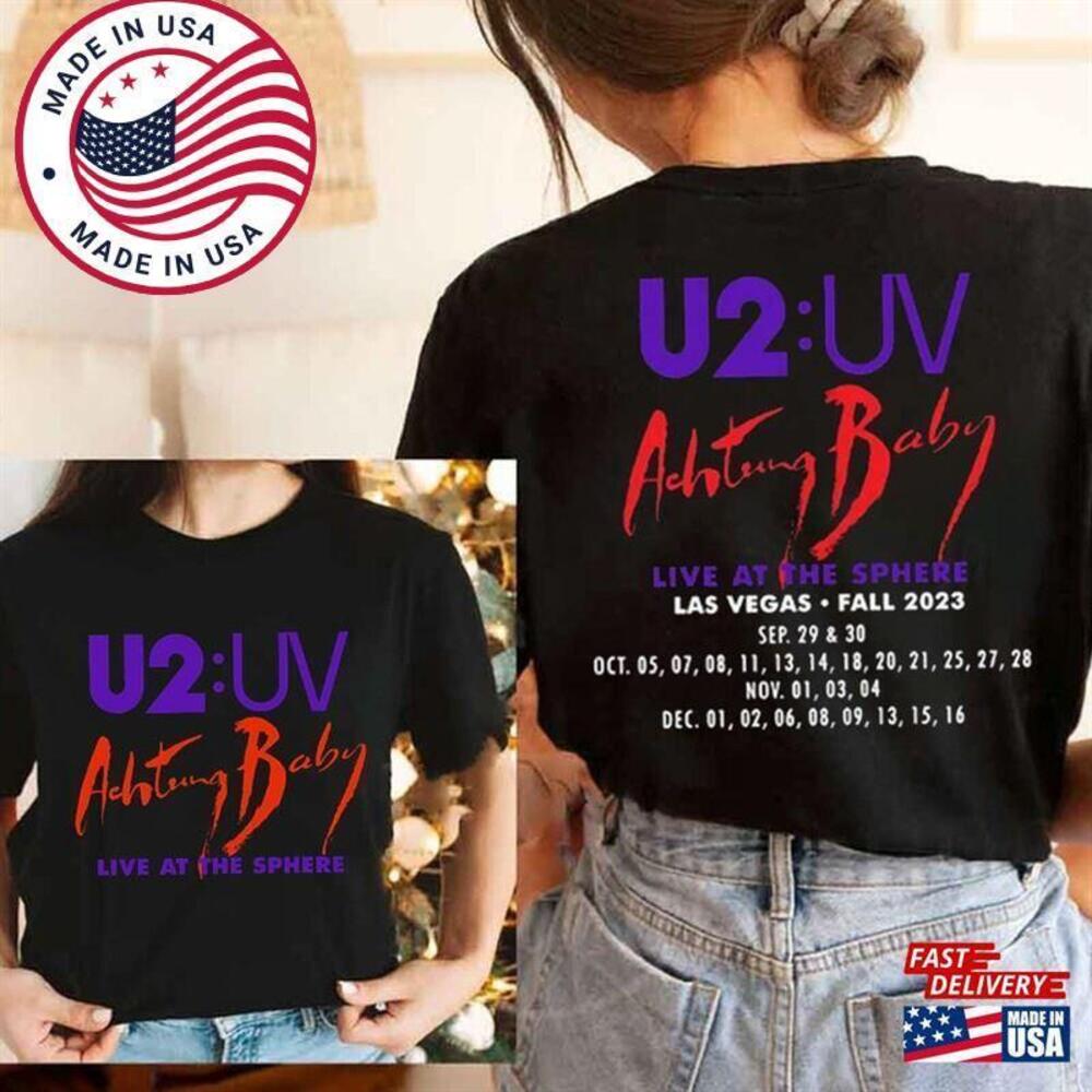 U2 Achtung Baby Live At Sphere T-Shirt 2 sided